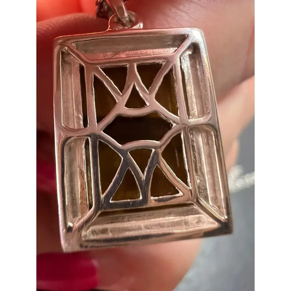 Tigers eye pendant in sterling silver with stainless steel chain - Picture 10 of 11